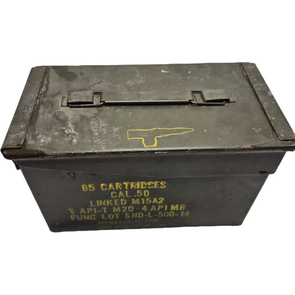 Vintage Military Surplus Metal Ammo Box 50 Cal Green Steel Storage Container
